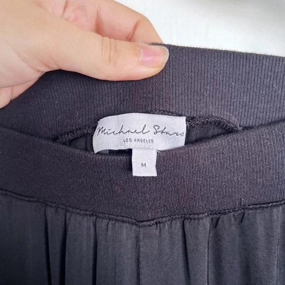 Michael Stars • Lidia Jogger relaxed satin pants black knit soft pull-on - Picture 6 of 10